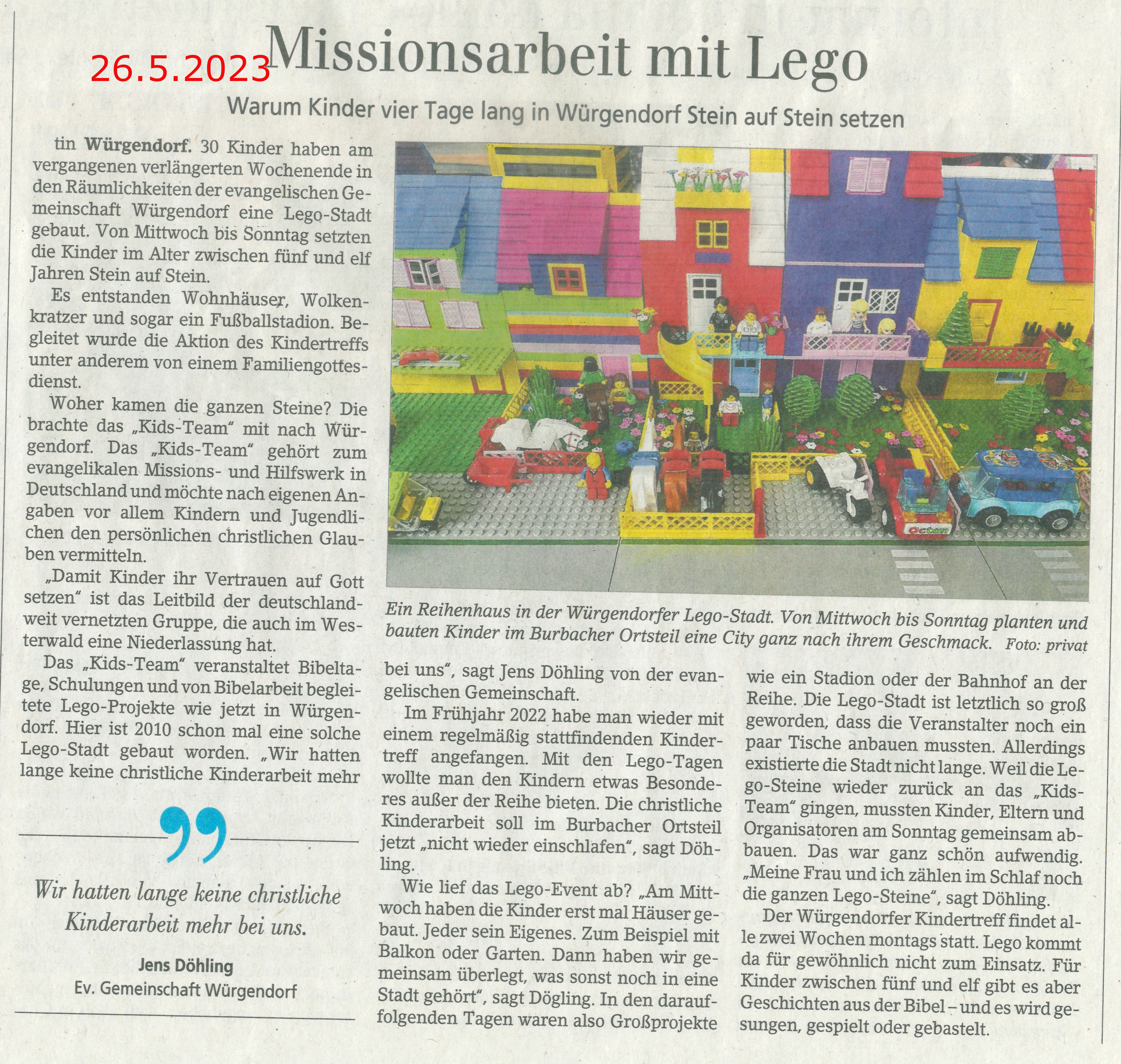 Artikel Siegener Zeitung vom 23.5.2023